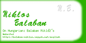 miklos balaban business card